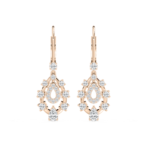 7/8 ctw Pear and Round Lab Grown Diamond Graduated Drop Earrings