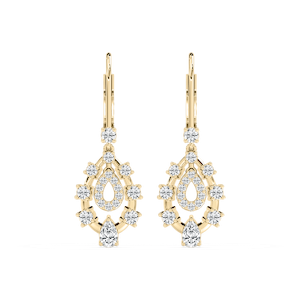 7/8 ctw Pear and Round Lab Grown Diamond Graduated Drop Earrings