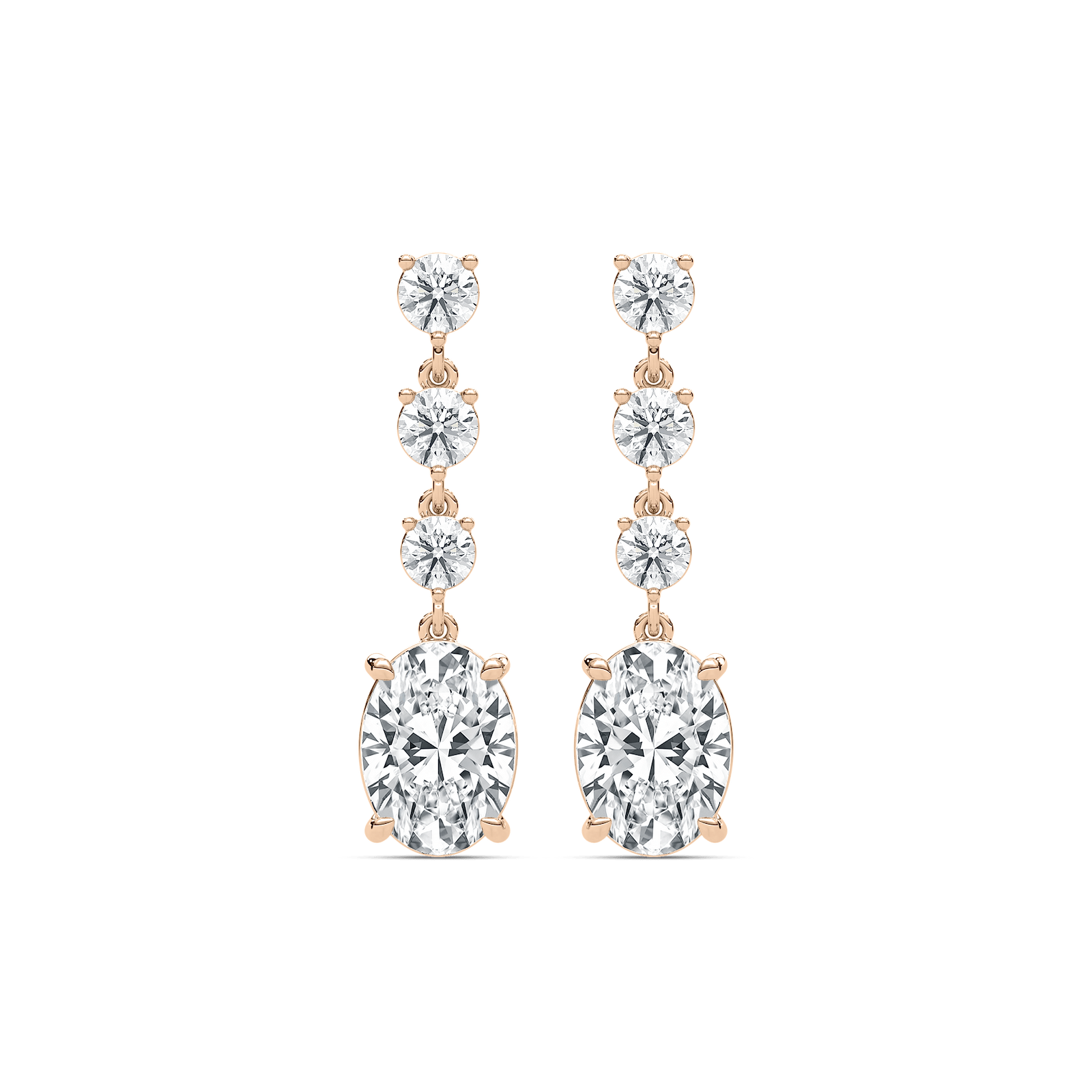 5 ⅛ ctw Oval and Round Lab Grown Diamond Dangle Earrings