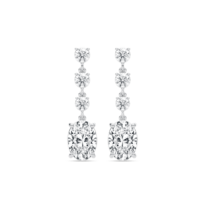 5 ⅛ ctw Oval and Round Lab Grown Diamond Dangle Earrings
