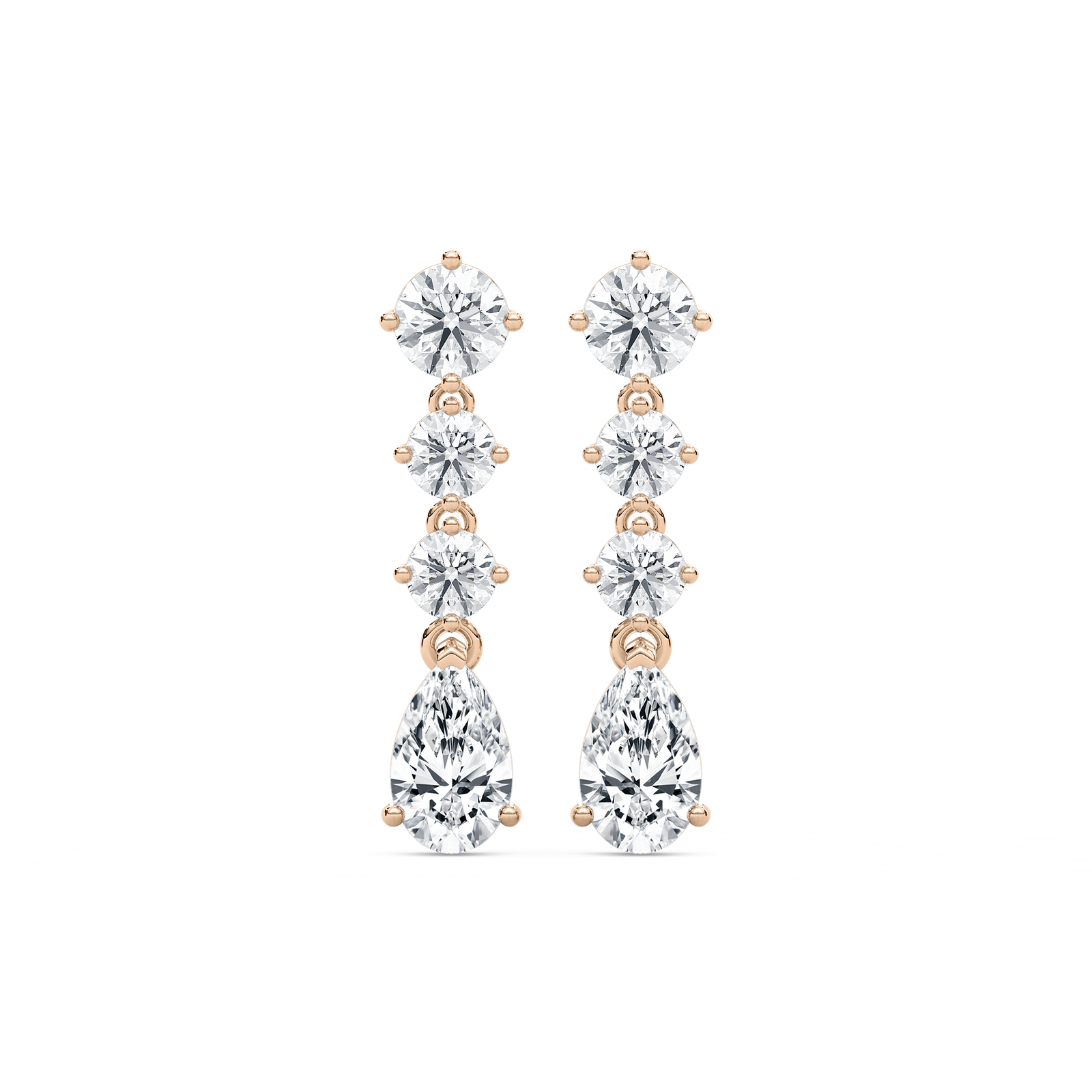 1  ¾ ctw Round and Pear Lab Grown Diamond Graduated Drop Earrings