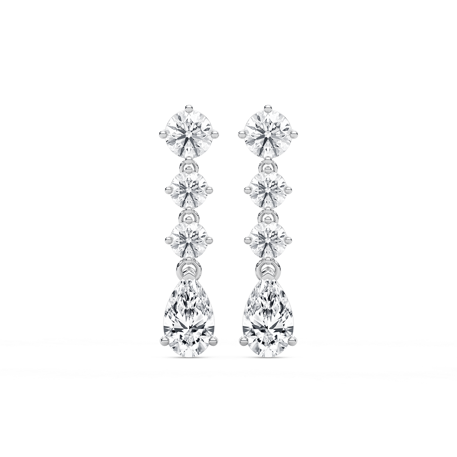 1  ¾ ctw Round and Pear Lab Grown Diamond Graduated Drop Earrings