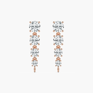 1 ctw Round Lab Grown Diamond Graduated Dangle Earrings