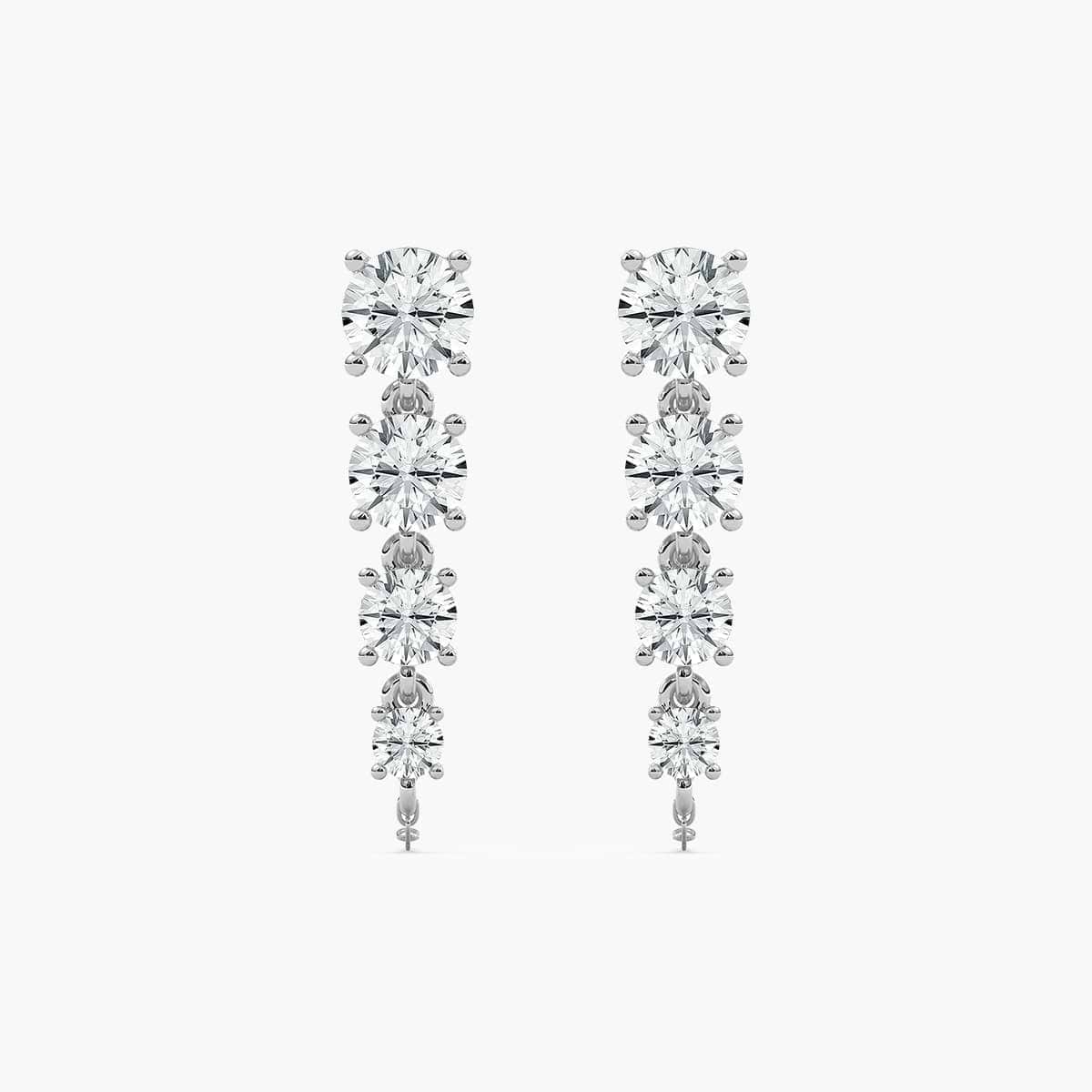 1 ctw Round Lab Grown Diamond Graduated Dangle Earrings