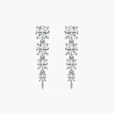 1 ctw Round Lab Grown Diamond Graduated Dangle Earrings