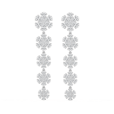 7 ¹⁄₂ ctw Round & Pear Lab Grown Diamond Snowflake Dangle Earrings