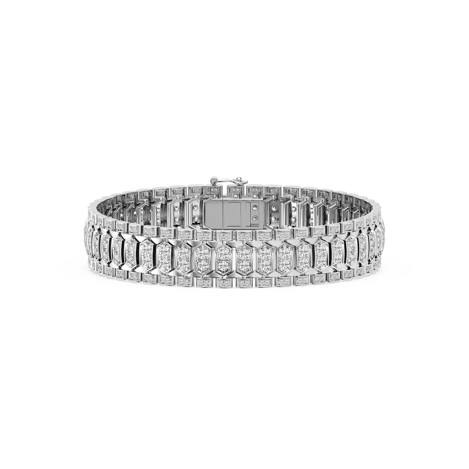 Grand Pavé Diamond Cluster Bracelet in Rose Gold