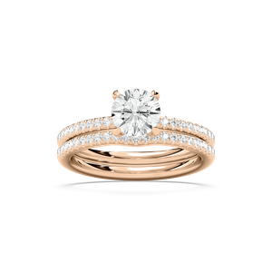 Mackenzie 1 ⅜ ctw Round Lab Grown Diamond Fishtail Pave Wedding Set