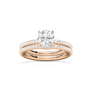Mackenzie 1 ⅜ ctw Round Lab Grown Diamond Fishtail Pave Wedding Set