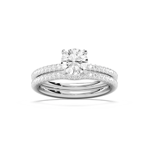 Mackenzie 1 ⅜ ctw Round Lab Grown Diamond Fishtail Pave Wedding Set