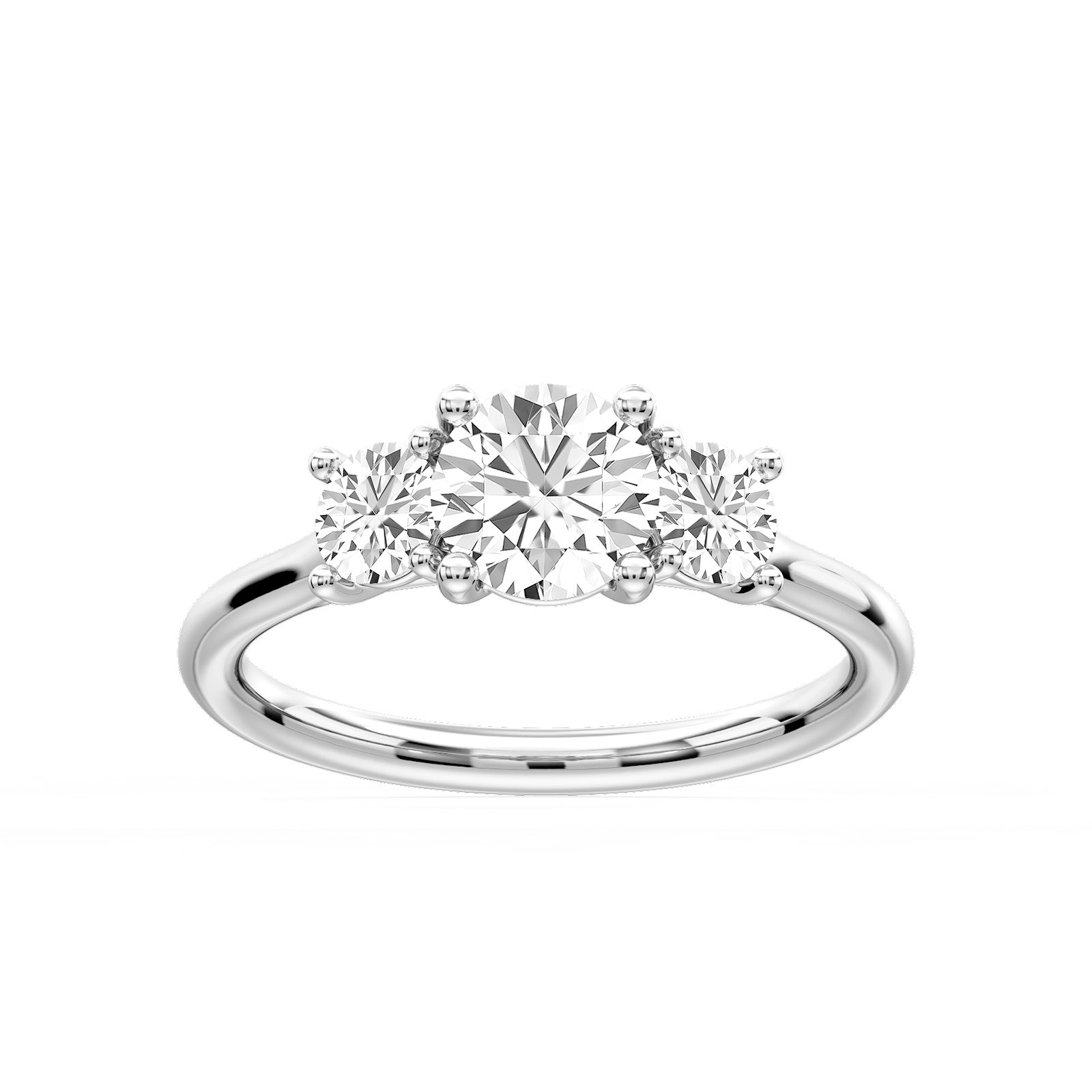 Greta Round Lab Grown Diamond Round Sides Three Stone Engagement Ring