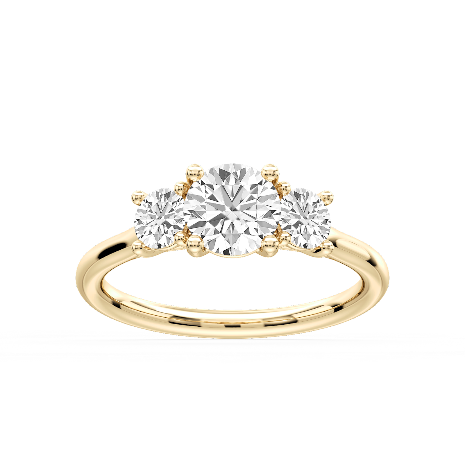Greta Round Lab Grown Diamond Round Sides Three Stone Engagement Ring