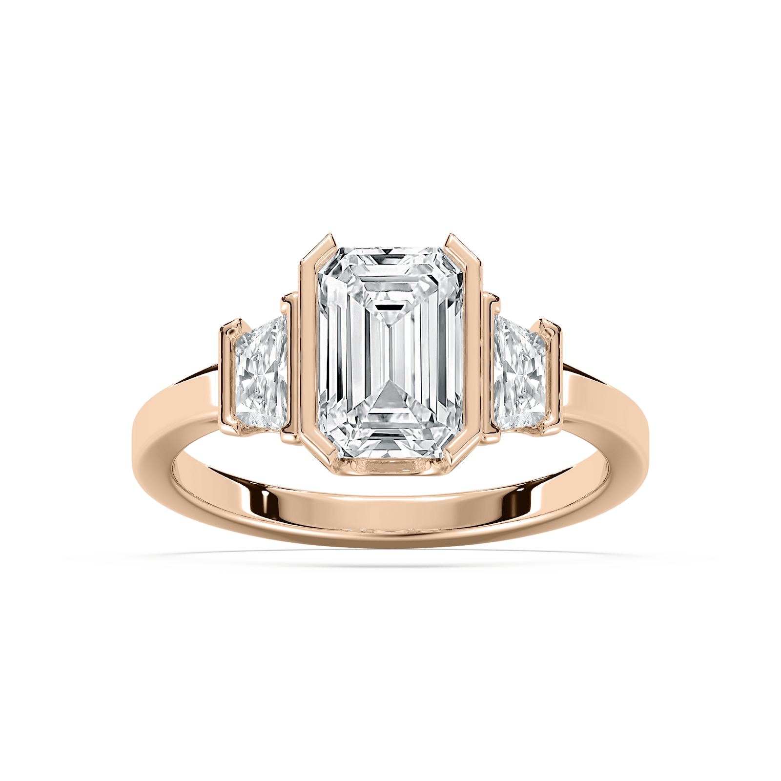 Greya 2 ⁵⁄₈ ctw Emerald Lab Grown Diamond Semi Bezel Three Stone Engagement Ring