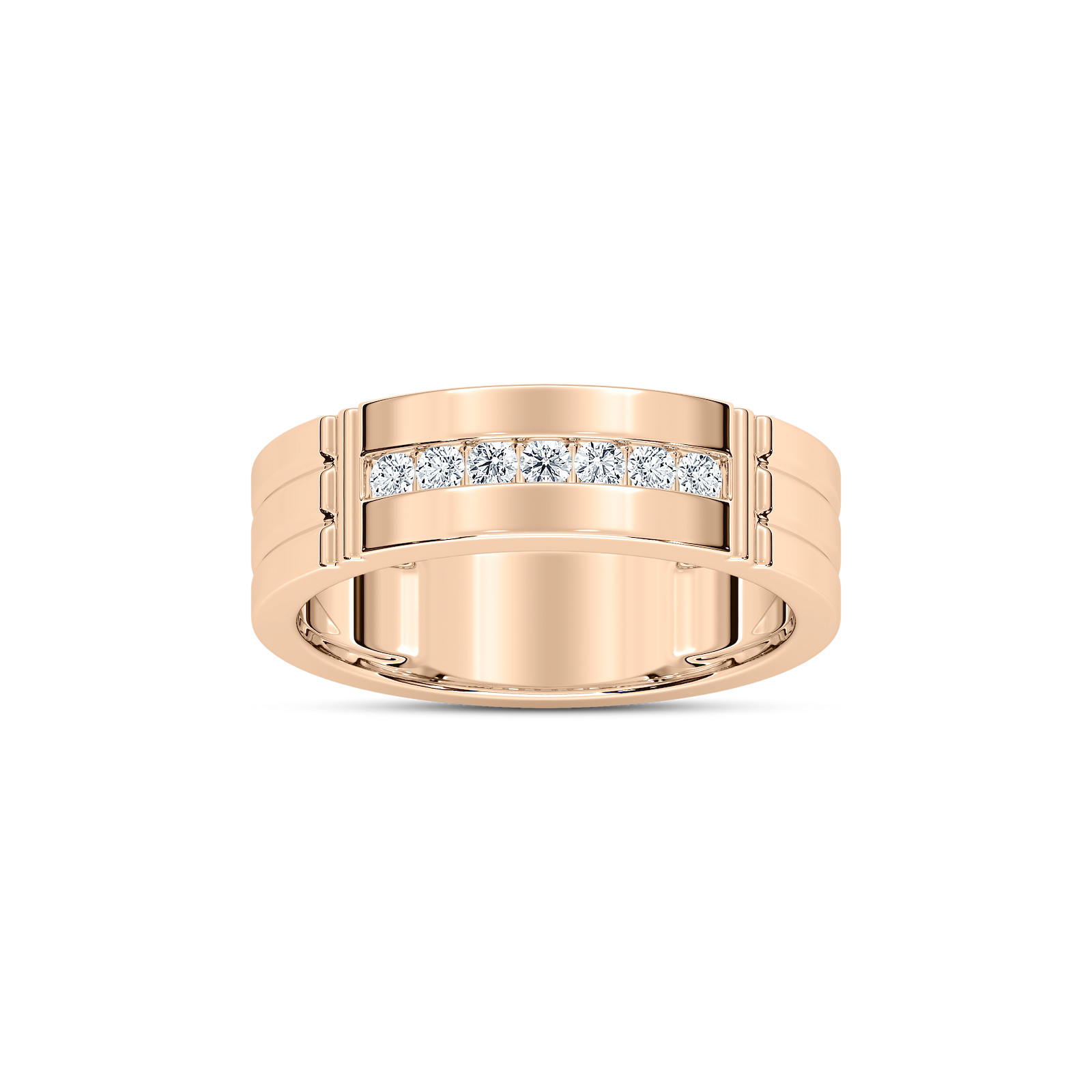 Robbie 1/5 ctw Round Lab Grown Diamond 6.10mm Grooved Channel Mens Wedding Band
