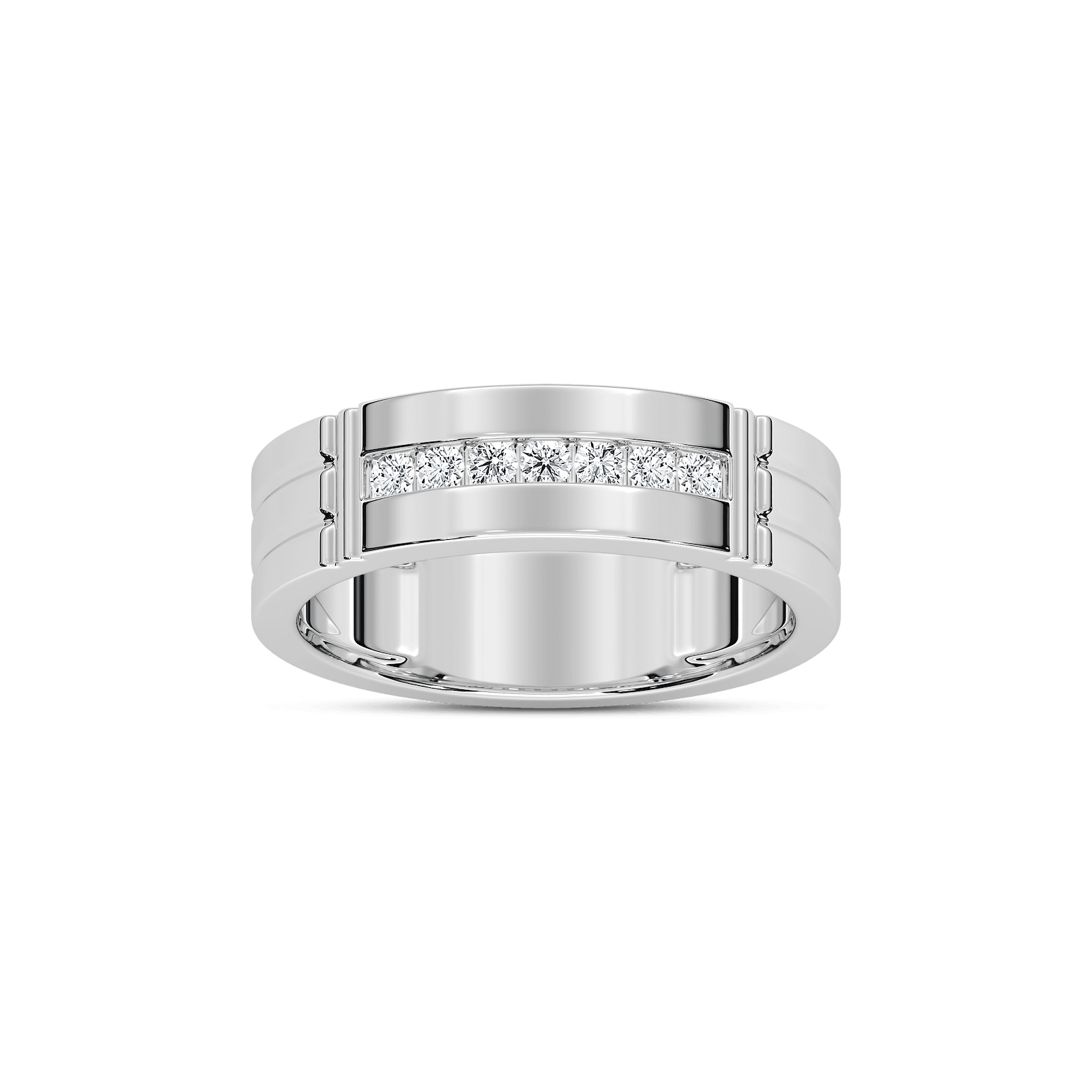 Robbie 1/5 ctw Round Lab Grown Diamond 6.10mm Grooved Channel Mens Wedding Band