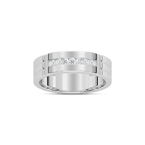Robbie 1/5 ctw Round Lab Grown Diamond 6.10mm Grooved Channel Mens Wedding Band