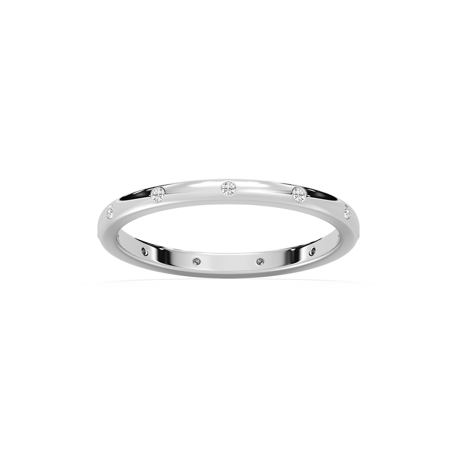 Zaniyah 1/8 ctw Round Lab Grown Diamond Burnished Station Eternity Band