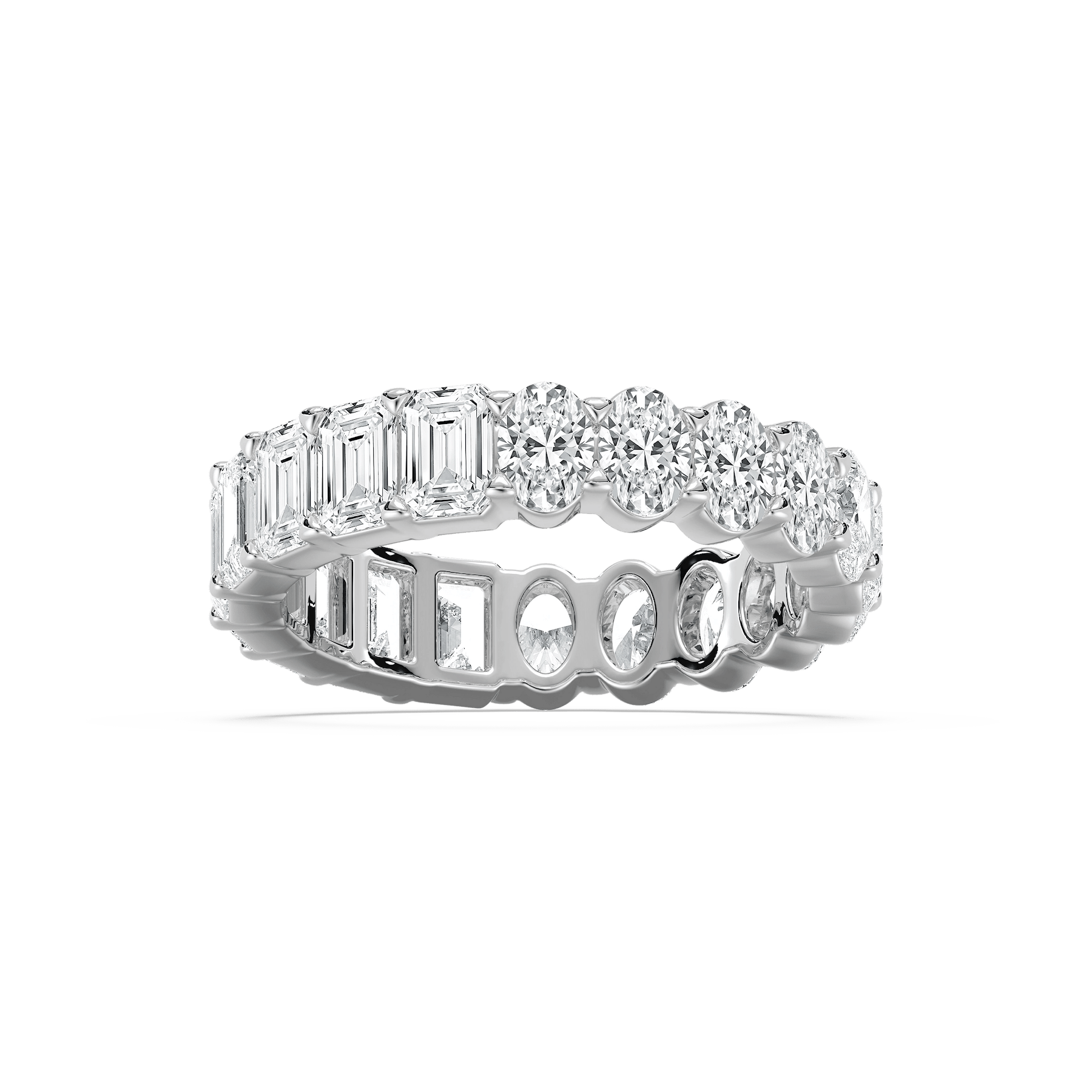 Half Emerald Half Oval Eternity Ring in Rose Gold