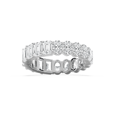 Julia 4 ⅖ ctw Emerald and Oval Lab Grown Diamond Half and Half Eternity Band