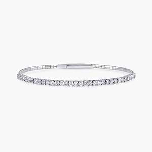 Round Lab Grown Diamond Flexible Bangle Bracelet  - 7 Inches