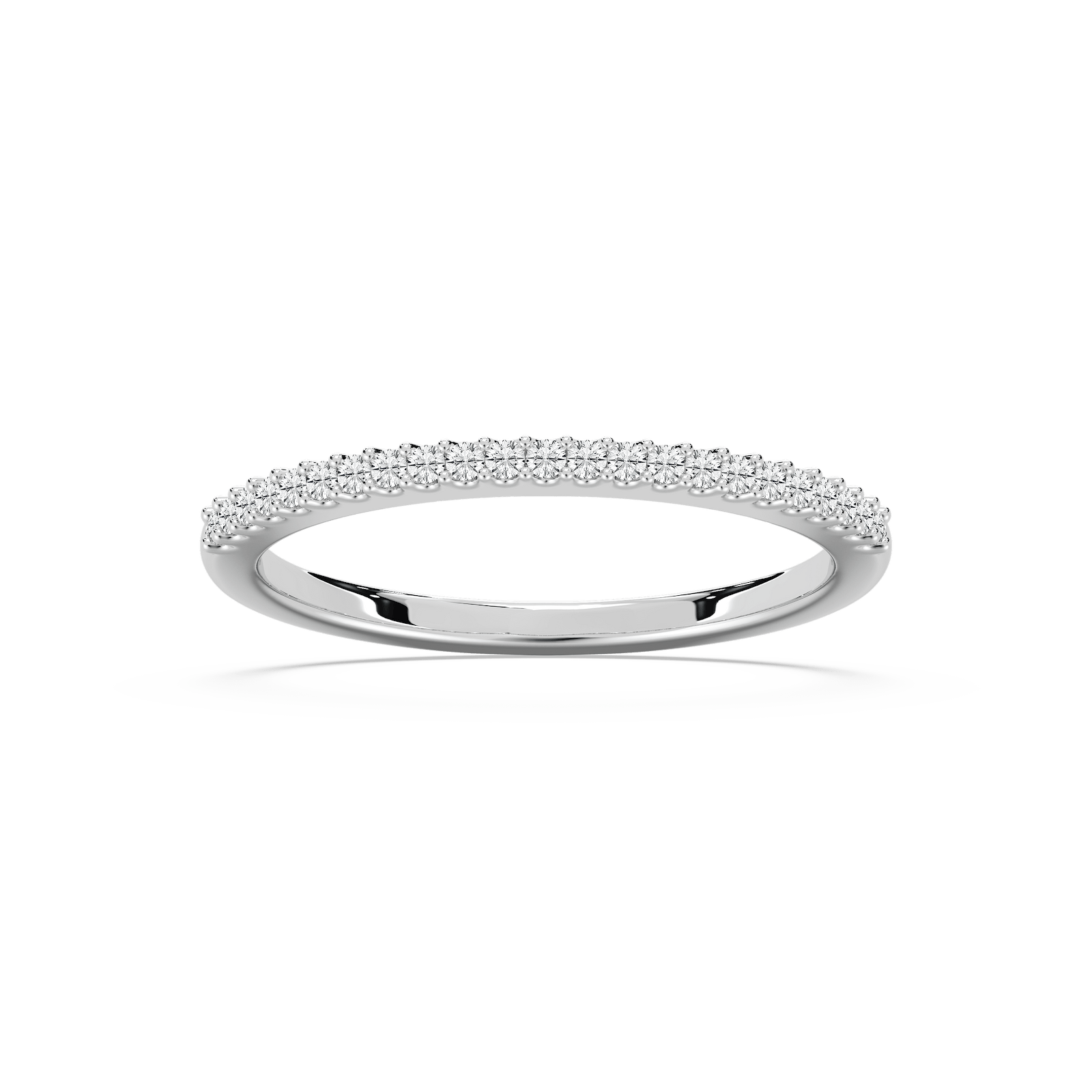 Half Round Stackable Band with 0.13ctw Lab-Grown Diamonds in 10K White Gold