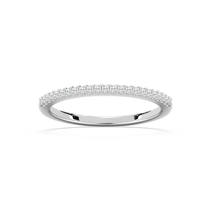 Half Round Stackable Band with 0.13ctw Lab-Grown Diamonds in 10K White Gold