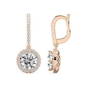 3 ¹⁄₂ ctw Round Lab Grown Diamond Halo Drop Earrings