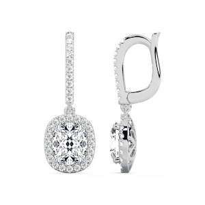3 ¹⁄₂ ctw Round Lab Grown Diamond Halo Drop Earrings