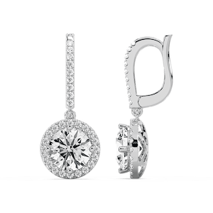 3 ¹⁄₂ ctw Round Lab Grown Diamond Halo Drop Earrings