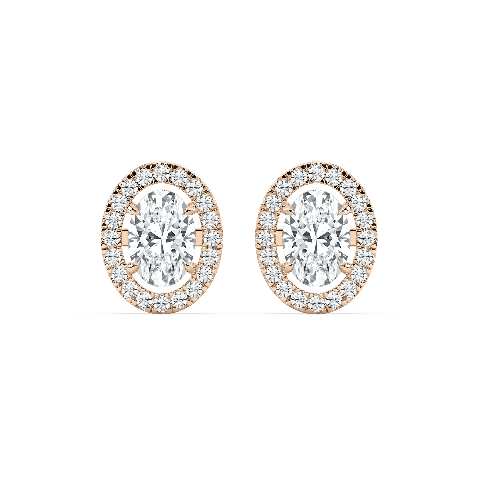 2 ⅖ ctw Oval Lab Grown Diamond Halo Stud Earrings
