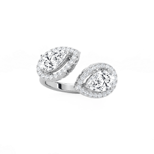 2 ⅖ ctw Pear and Round Lab Grown Diamond Halo Open Bypass Ring