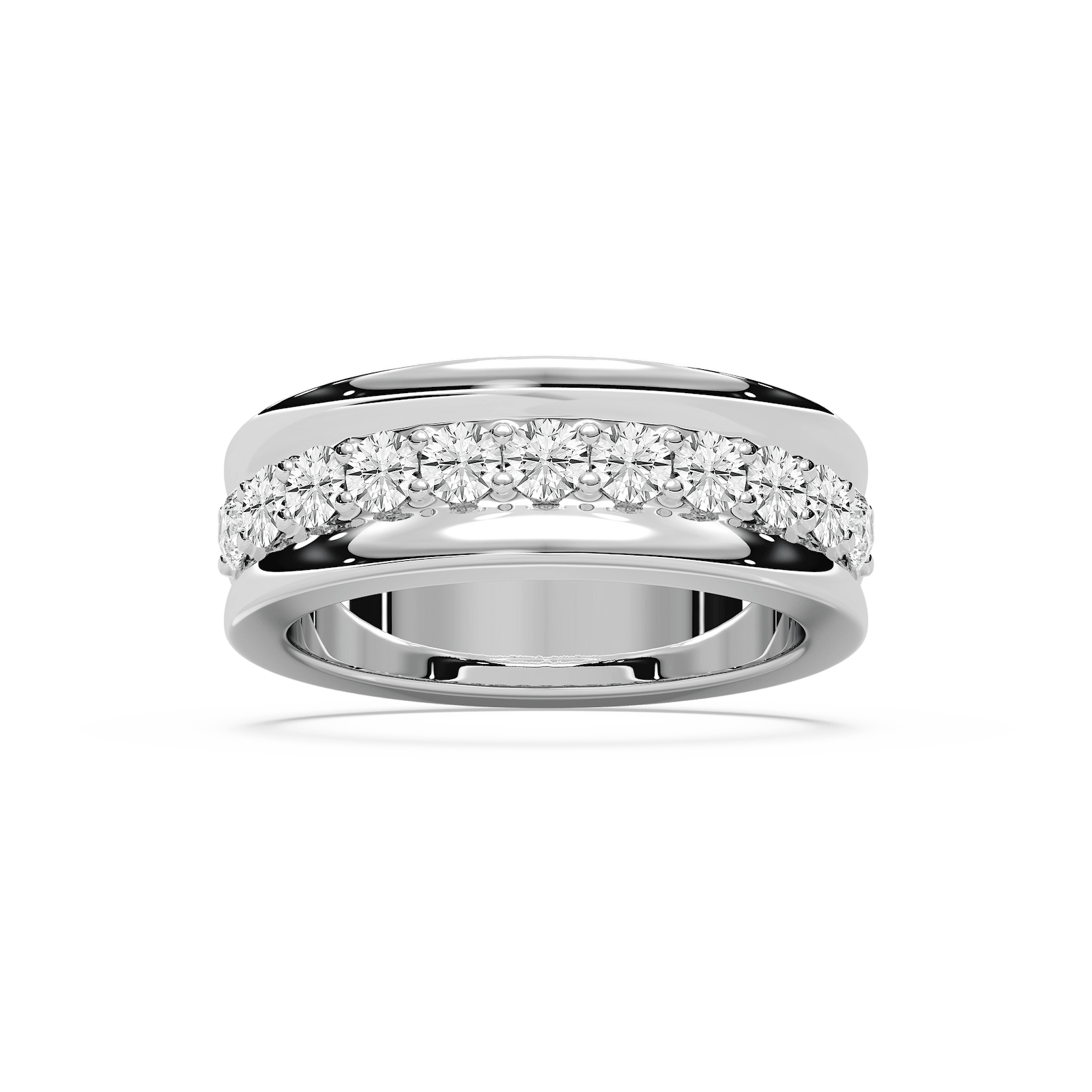 Shown in 14k Yellow Gold|Beautiful diamond accented fashion ring with round cut lab grown diamonds in 14k yellow gold