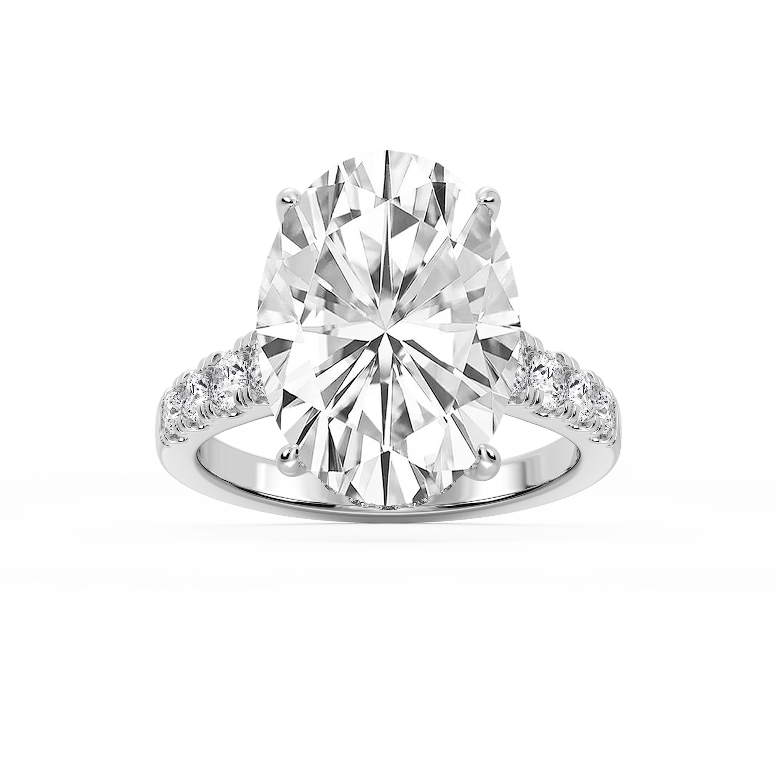 Hayley 10 ⁷⁄₈ ctw Oval Lab Grown Diamond Pave Hidden Halo Engagement Ring - Signature Collection