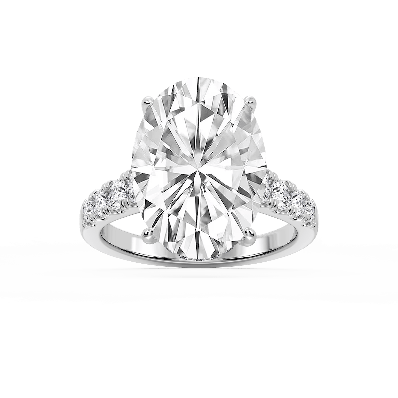 Hayley 10 ⁷⁄₈ ctw Oval Lab Grown Diamond Pave Hidden Halo Engagement Ring - Signature Collection