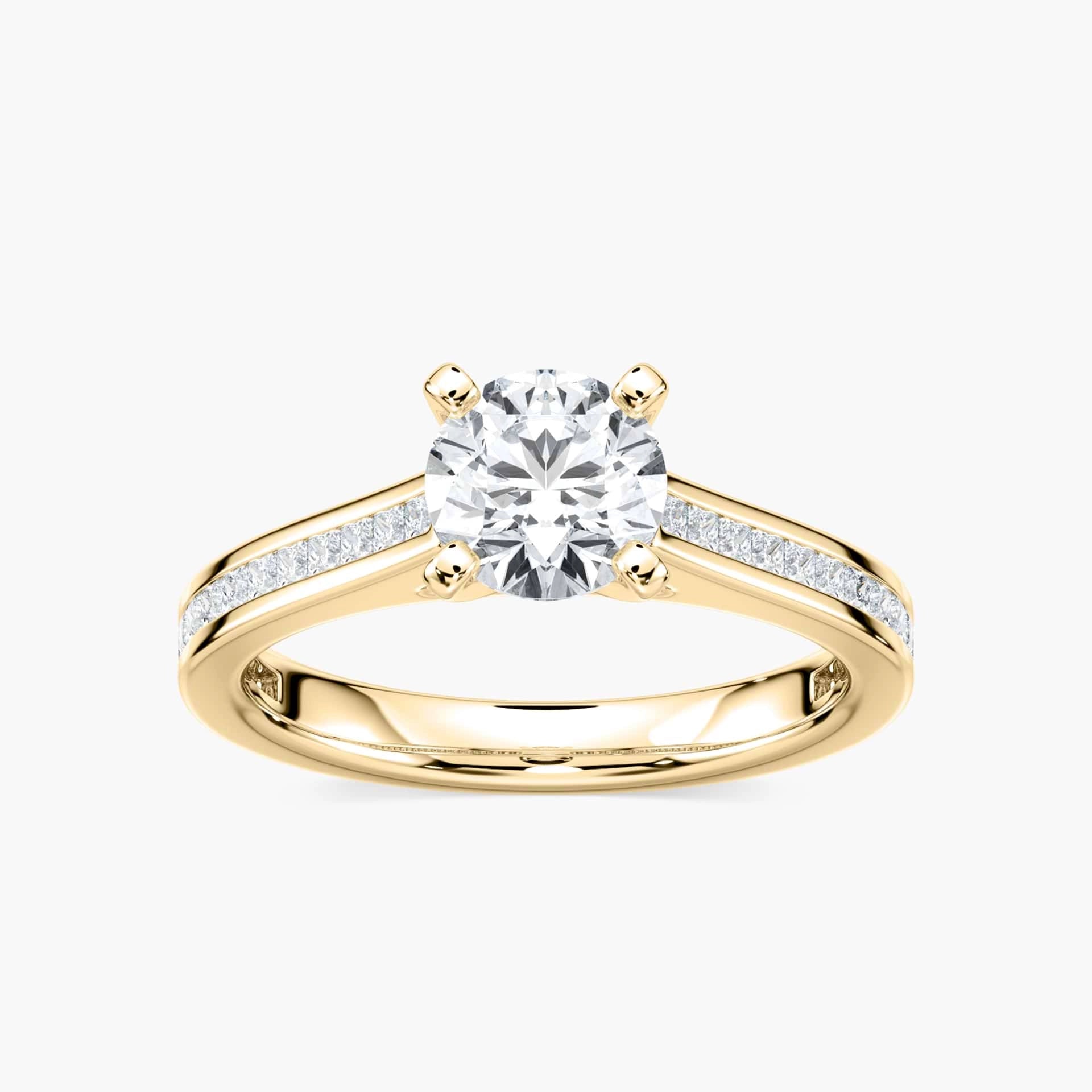 Hazel Round Lab Grown Diamond Channel Set Side Stone Engagement Ring