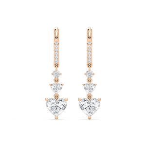 2 ctw Duo Heart & Round Lab Grown Diamond Dangle Earrings