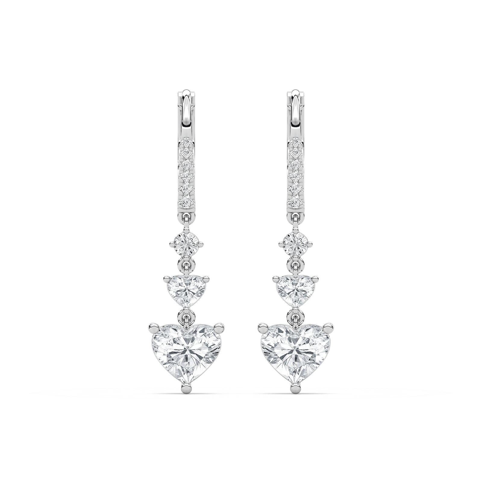 Heart and Round Drop Earrings in 14K Rose Gold