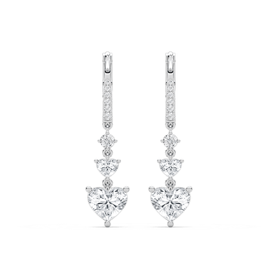2 ctw Duo Heart & Round Lab Grown Diamond Dangle Earrings
