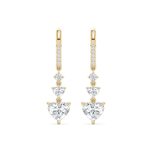 2 ctw Duo Heart & Round Lab Grown Diamond Dangle Earrings