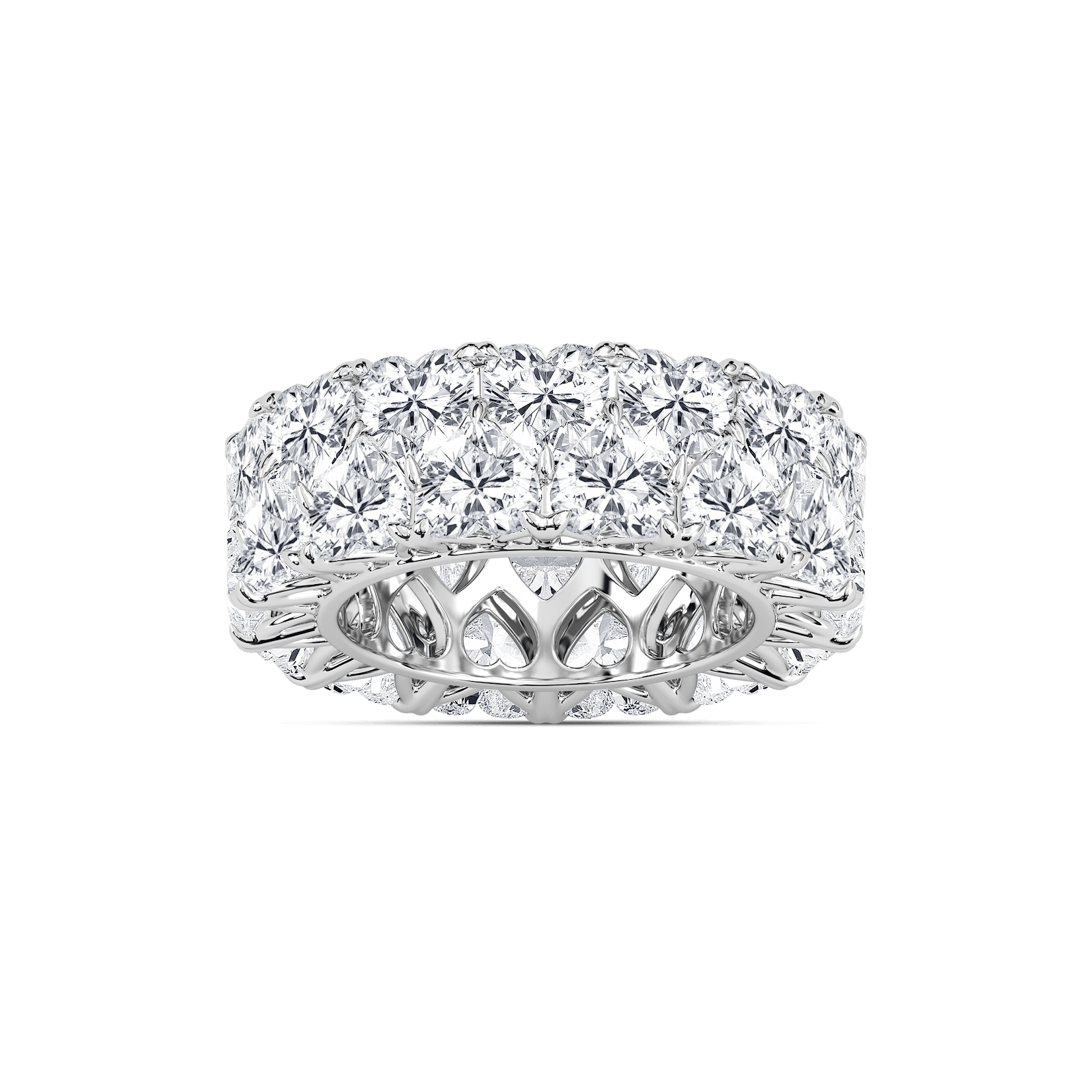 April 11 ⅕ ctw Heart Lab Grown Diamond Double Row V Prong Eternity Band