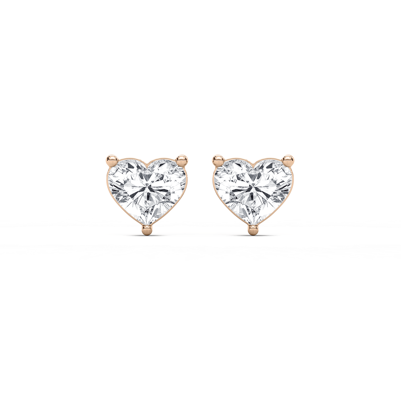 Heart Cut Prong Diamond Earrings with 0.50ct Lab-Grown Diamonds in 14K Rose Gold