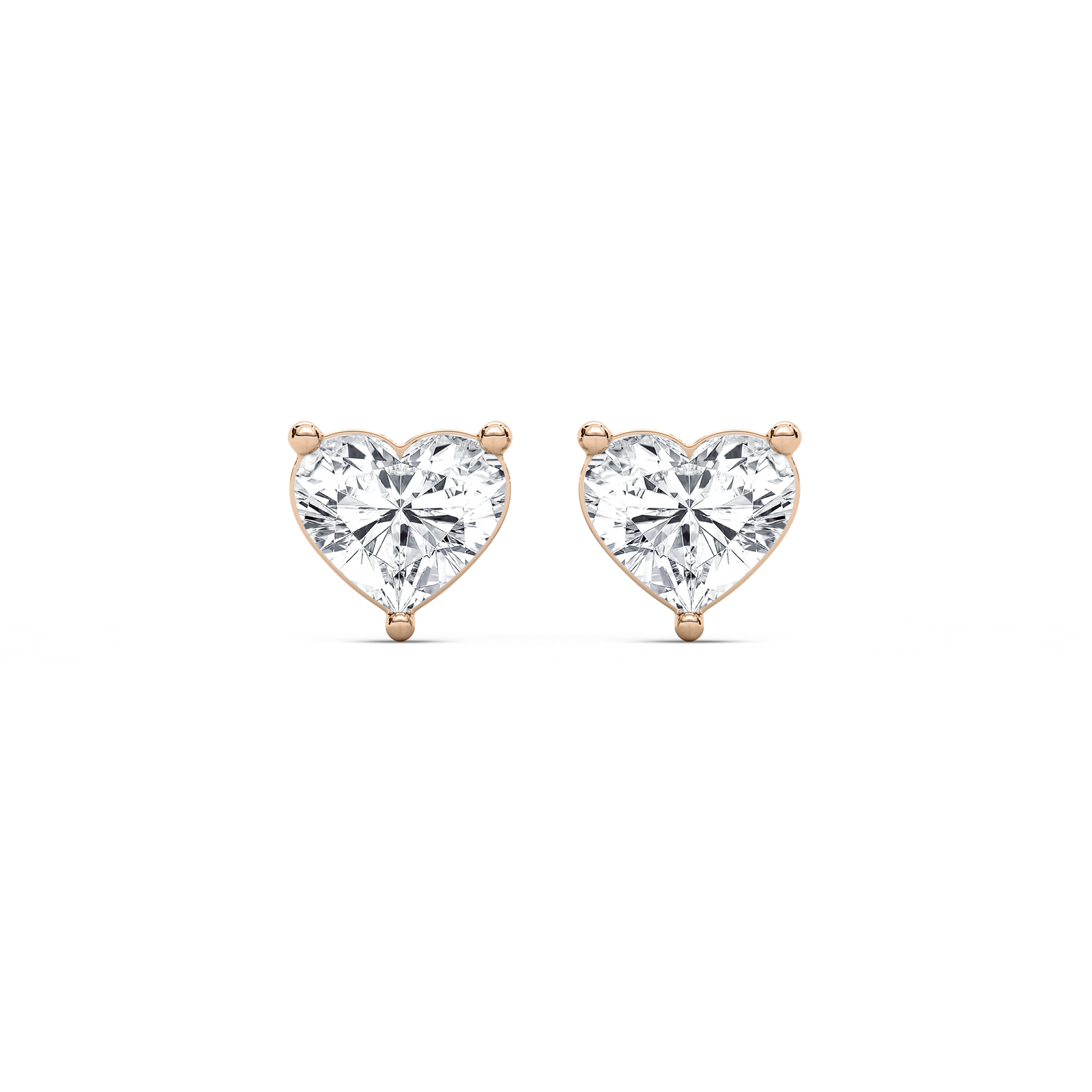 Heart Cut Prong Diamond Earrings with 0.50ct Lab-Grown Diamonds in 14K Rose Gold
