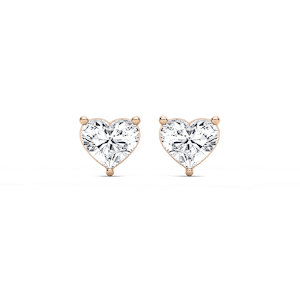 Heart Cut Prong Diamond Earrings with 0.50ct Lab-Grown Diamonds in 14K Rose Gold