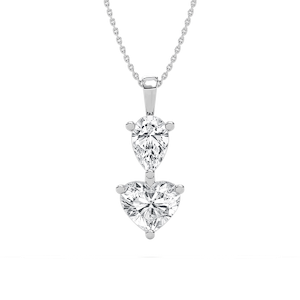 3 ctw Pear and Heart Lab Grown Diamond Two Stone Pendant - 18 Inches