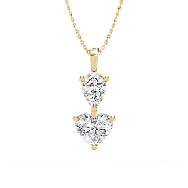 3 ctw Pear and Heart Lab Grown Diamond Two Stone Pendant - 18 Inches