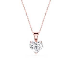 Heart Lab Grown Diamond 3 Prong Solitaire Pendant - 16 to 18 Inches
