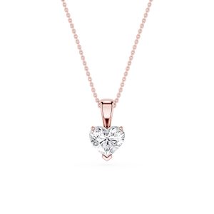 Heart Lab Grown Diamond 3 Prong Solitaire Pendant - 16 to 18 Inches