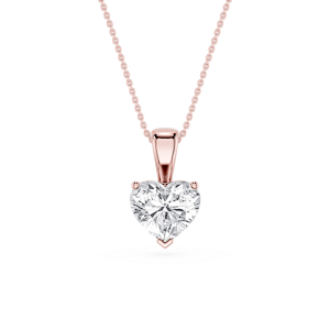 Heart Lab Grown Diamond 3 Prong Solitaire Pendant - 16 to 18 Inches