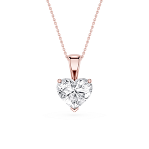 Heart Lab Grown Diamond 3 Prong Solitaire Pendant - 16 to 18 Inches