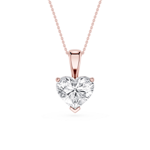 Heart Lab Grown Diamond 3 Prong Solitaire Pendant - 16 to 18 Inches